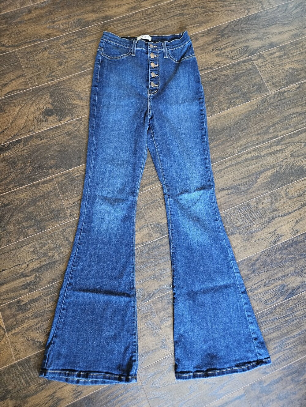 Vibrant M.I.U. High Rise 5 Button Fly Flare Jeans Medium Wash Size 13